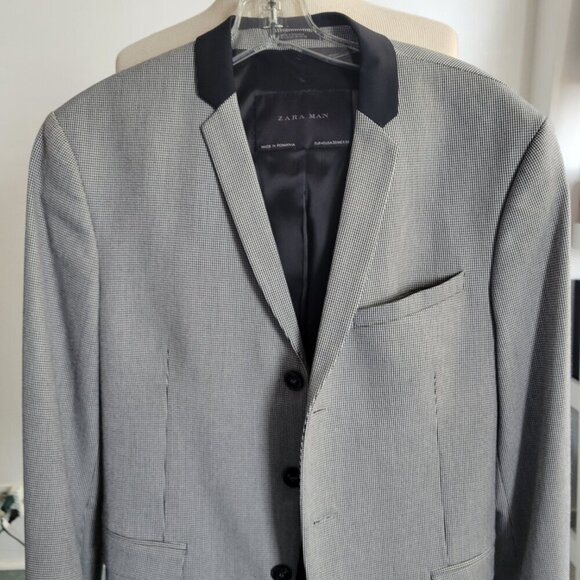 CLEARANCE - Zara Men’s Houndstooth Blazer Jacket Abstract Lining (Size: 38) - Picture 7 of 16